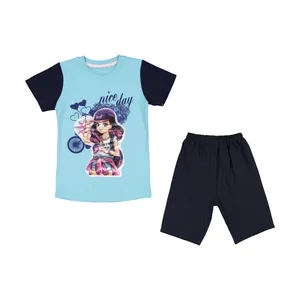 ست تی شرت و شلوارک دخترانه کد 3592