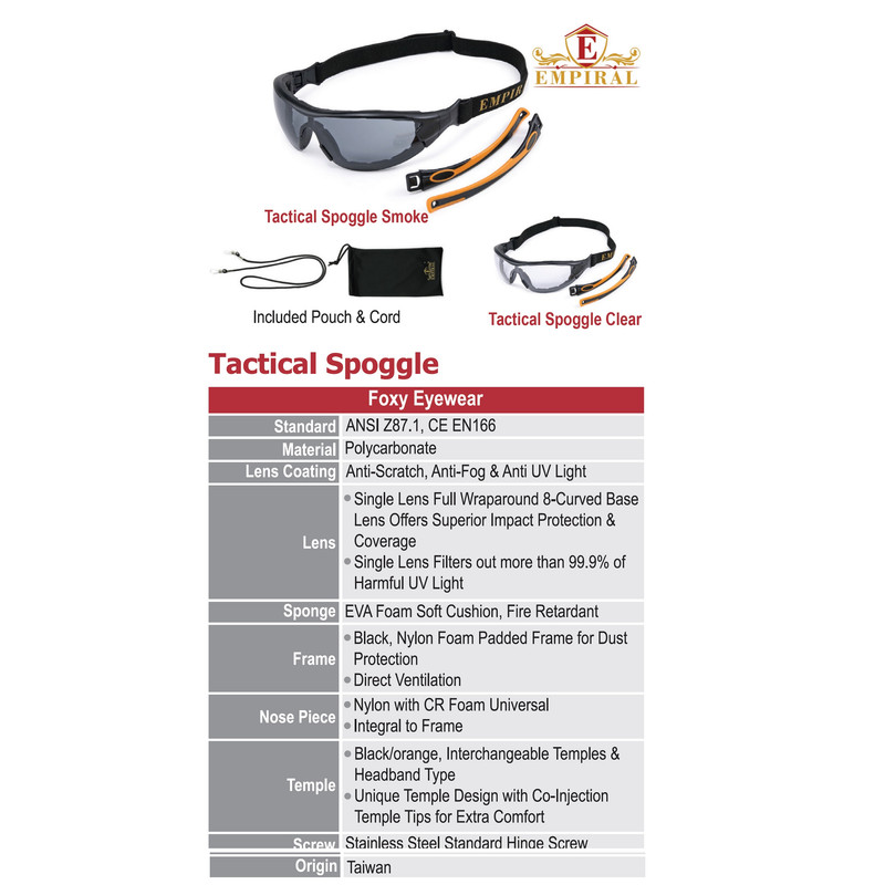 عینک ایمنی امپیرال مدل مهندسی اسپرت TACTICAL عینک ایمنی امپیرال مدل مهندسی اسپرت TACTICAL