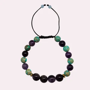 دستبند زنانه مدل آمیتیست و فیروزه