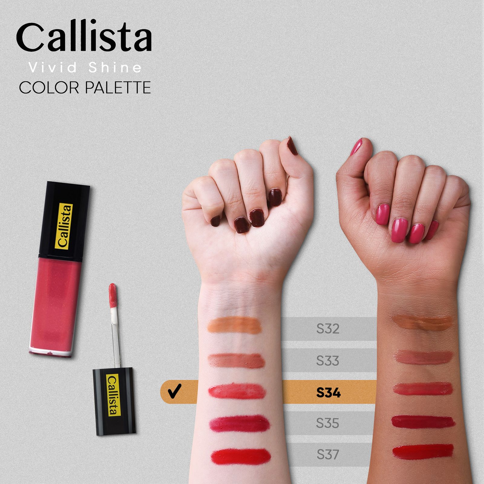 رژ لب مایع کالیستا مدل Vivid Shine شماره S34 - - 3