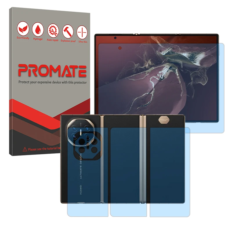 محافظ صفحه نمایش مات آنتی بلو پرومیت مدل Resistant مناسب برای گوشی موبایل هوآوی Mate XT Ultimate به همراه محافظ پشت گوشی