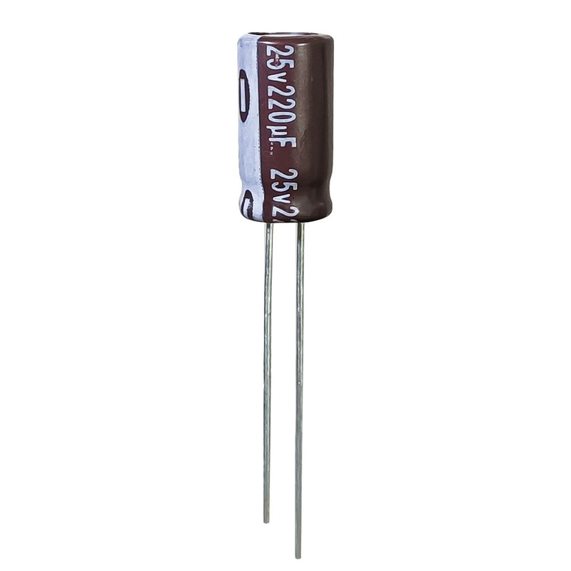 خازن الکترولیت 220 میکروفاراد 25 ولت آکسبوم مدل TEC-22025 بسته 36 عددی