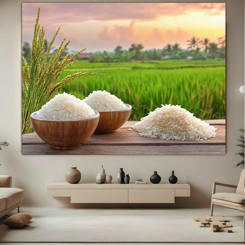 تابلو بوم طرح برنج مدل شالیزار کد FP105102