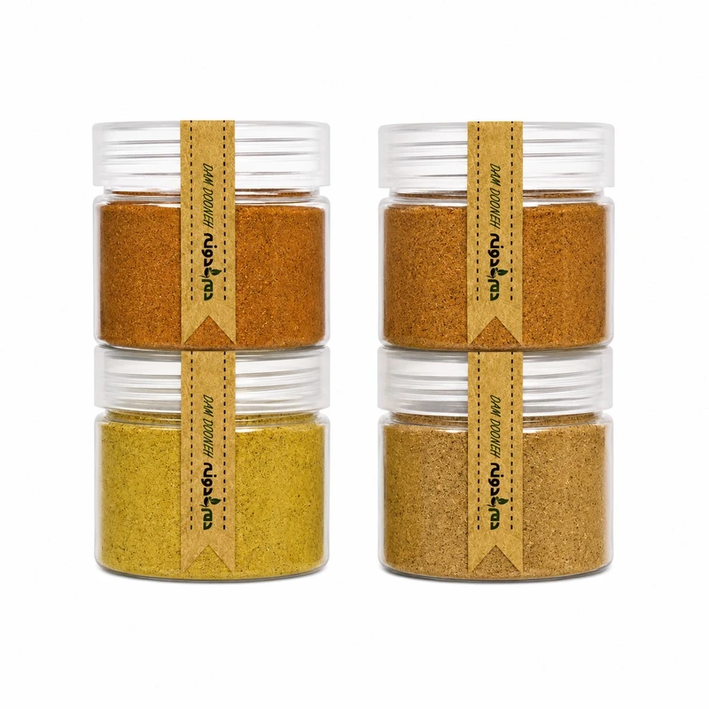 ادویه خورشتی و ادویه مرغ و ادویه ماهی و میگو و جوجه کباب دم دونه _ 340 گرم بسته 4 عددی