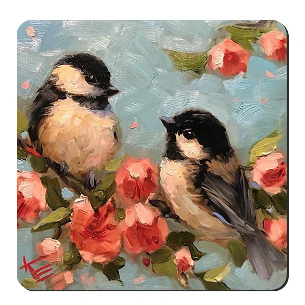 زیر لیوانی طرح پرنده و شکوفه کد nzl530