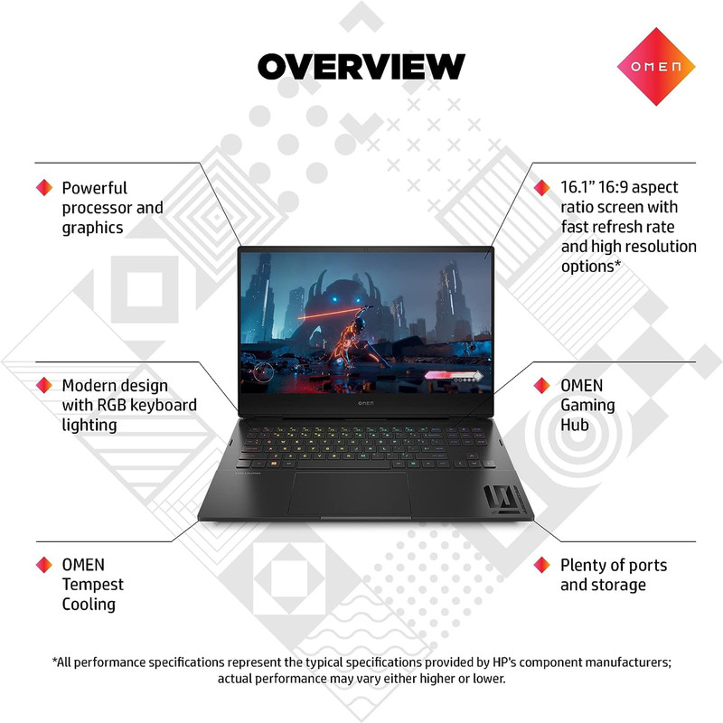 لپ تاپ 16.1 اینچی اچپی مدل Omen 16-K0033DX-i9 32GB 2SSD RTX3060 - کاستوم شده لپ تاپ 16.1 اینچی اچپی مدل Omen 16-K0033DX-i9 32GB 2SSD RTX3060 - کاستوم شده