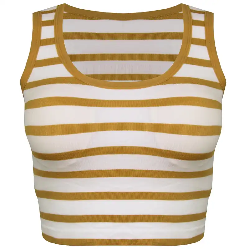 نیم تنه ورزشی زنانه ماییلدا مدل پددار بدون فنر کد 4481 رنگ خردلی