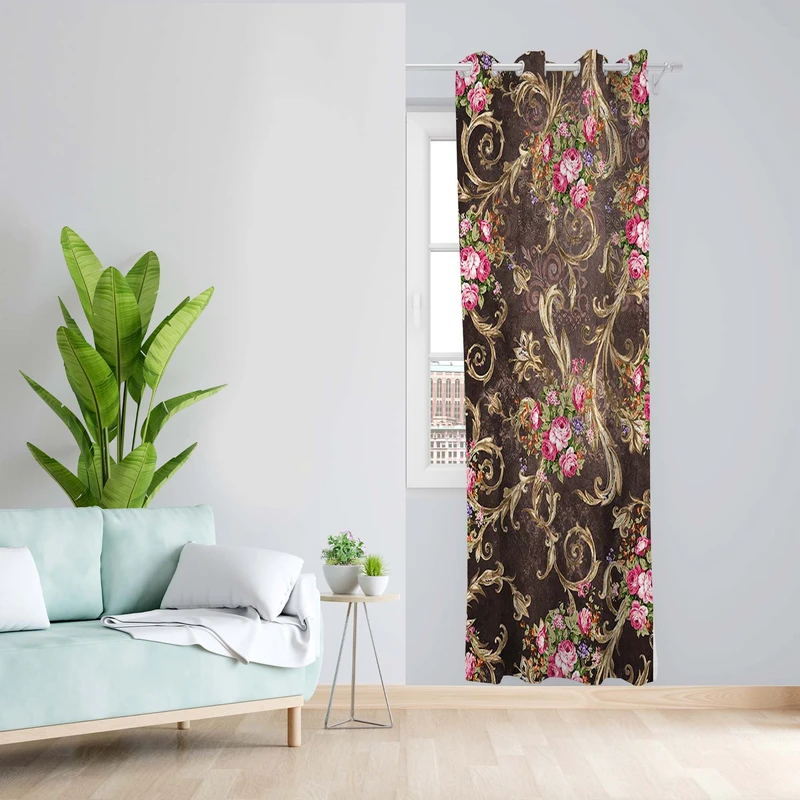 پرده طرح گلدار مدل مخمل پانچی کد 5013 z سایز 140x200 سانتی متر