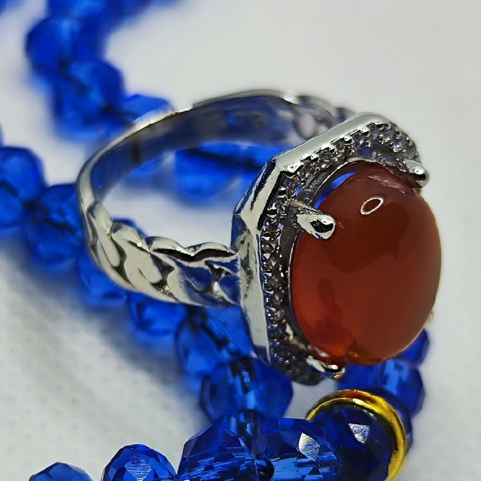 انگشتر نقره زنانه نقره جات بافندگان مدل عقیق یمانی کد 25