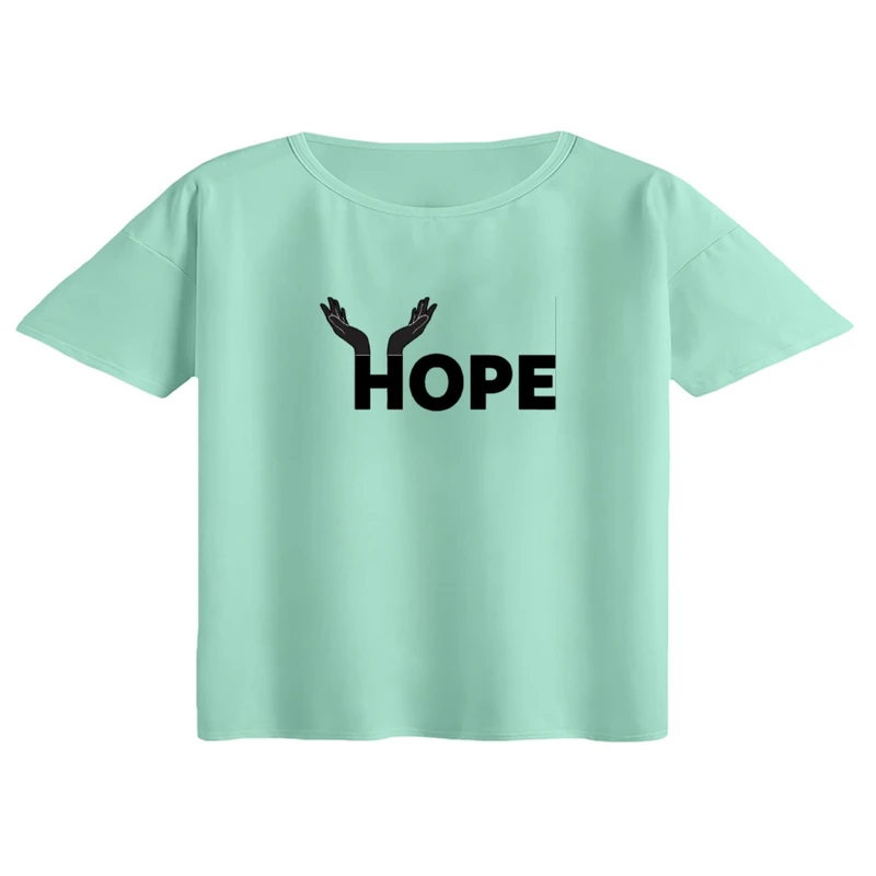 کراپ تی‌شرت آستین کوتاه زنانه مدل امید و آرزو