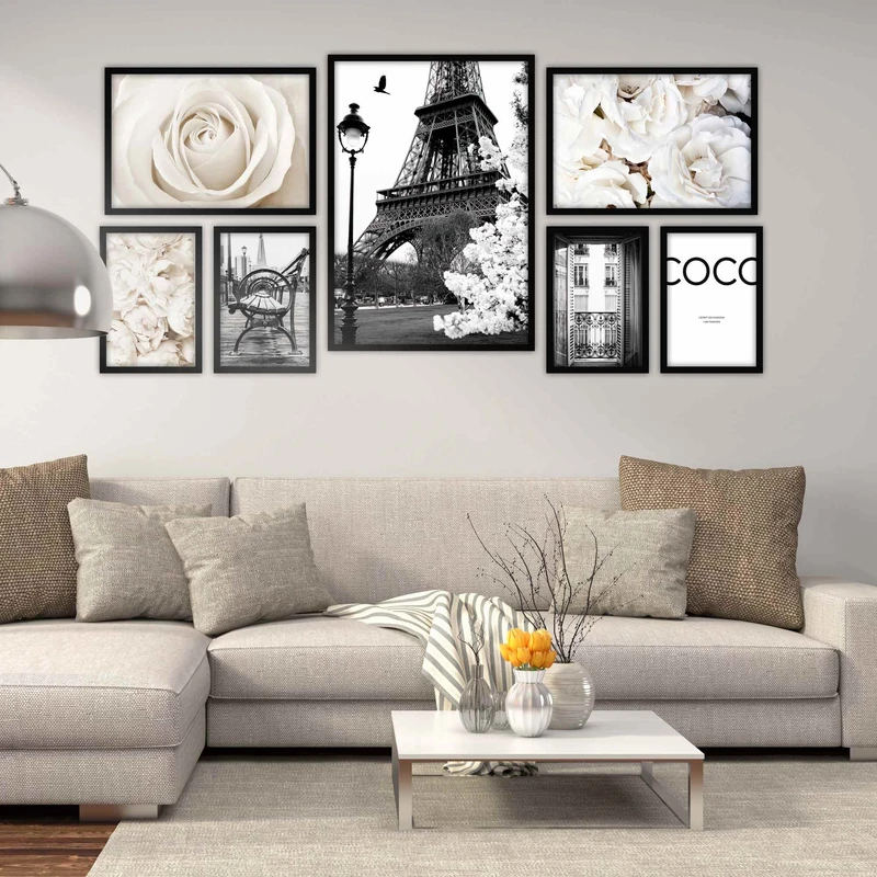 تابلو بکلیت طرح منظره برج ایفل مدل شاین اکلیلی B-1847 مجموعه 7 عددی