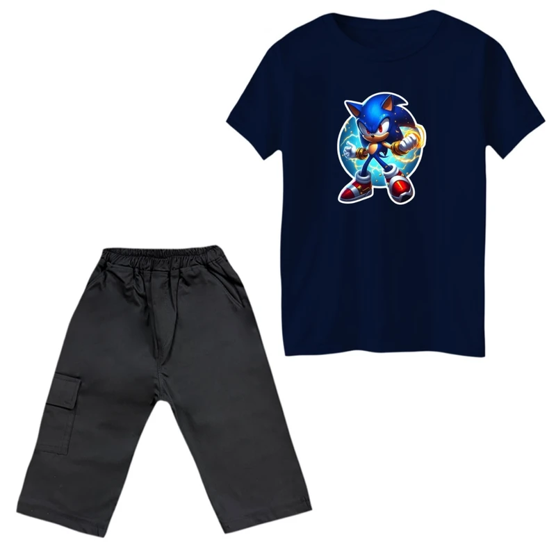 ست تی‌شرت و شلوارک دخترانه مدل سونیک کد 11