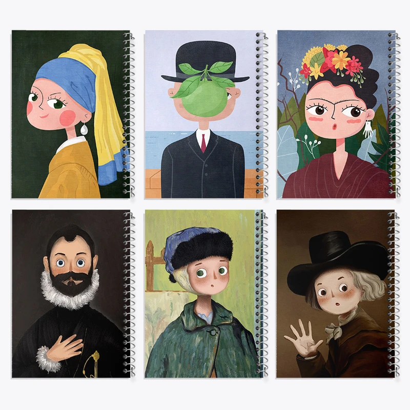 دفتر مشق 100 برگ خندالو طرح نقاشی های معروف کد 499 مجموعه 6 عددی