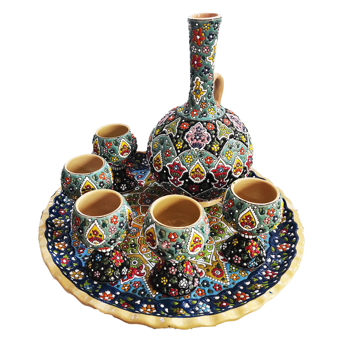 سرویس شربت خوری 8 پارچه میناکاری کد A0001