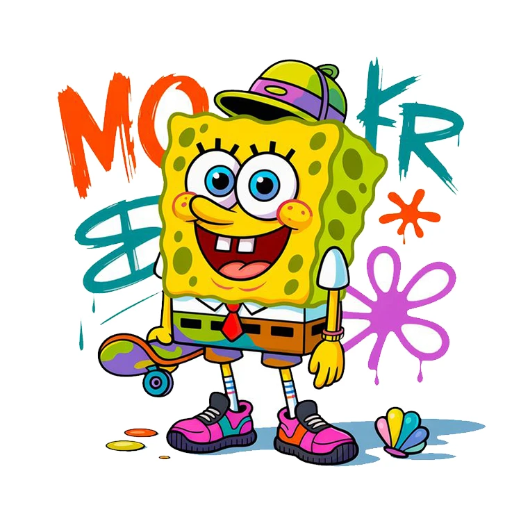 استیکر پارچه و لباس پاد آفرین مدل باب اسفنجی کد 569