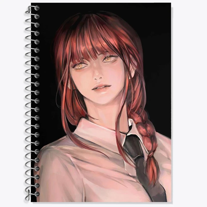 دفتر زبان 50 برگ خندالو مدل دو خط طرح ماکیما انیمه مرد اره ای Chainsaw Man کد 17899