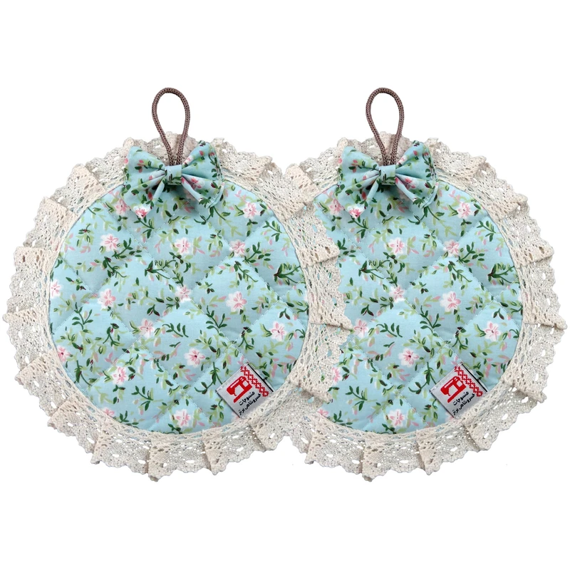 دستگیره منسوجات خسروشاهی برتر مدل گرد طرح گلبهار کد DGGK197 بسته 2 عددی