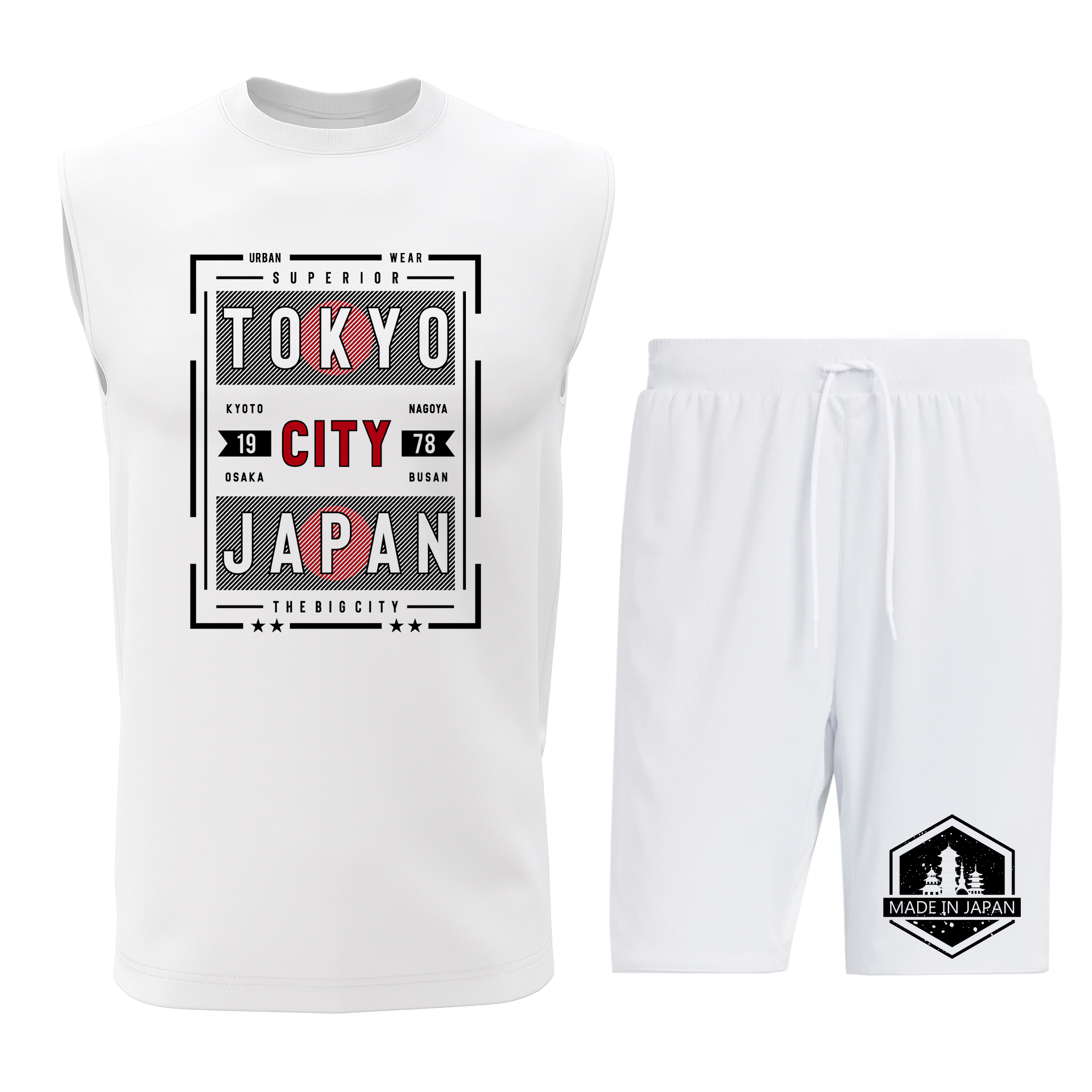 ست تاپ و شلوارک مردانه طرح توکیو مدل T107W