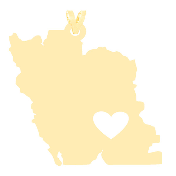 آویز گردنبند طلا 18 عیار زنانه کرابو طرح ایران و قلب مدل Kr3123