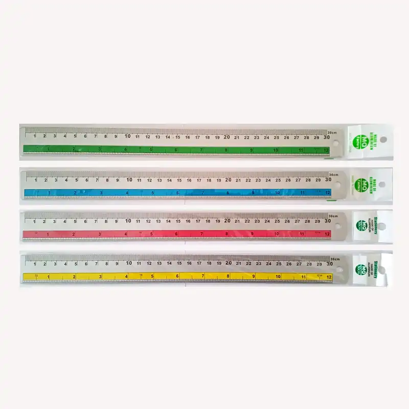 خط کش 30 سانتی متری ام کیو مدل فلزی بسته 4 عددی