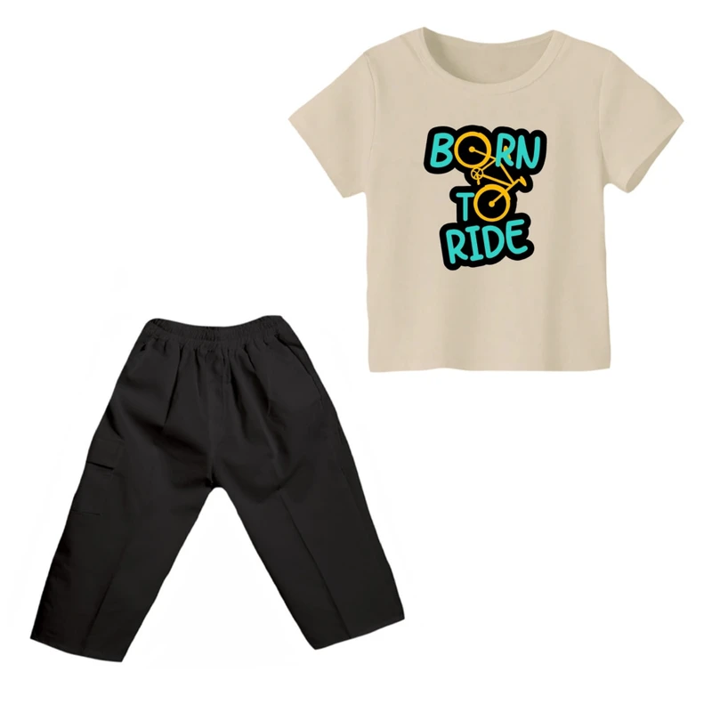 ست تی شرت و شلوارک پسرانه مدل دوچرخه کد ۱۵