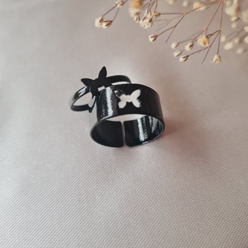 انگشتر زنانه مدل مکمل پروانه بسته 2 عددی