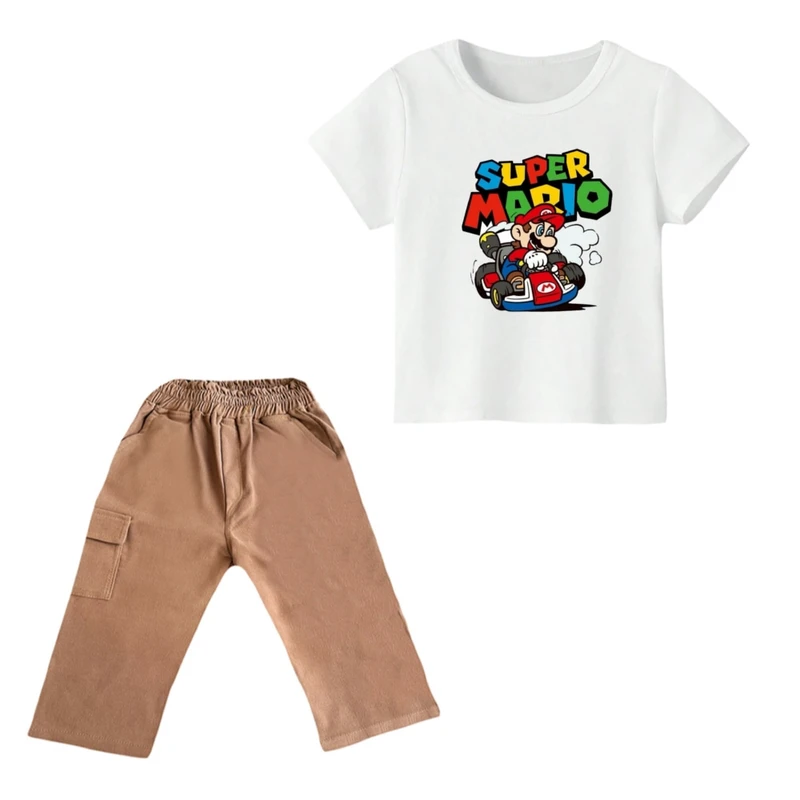 ست تی شرت و شلوارک پسرانه مدل ماریو کد ۷