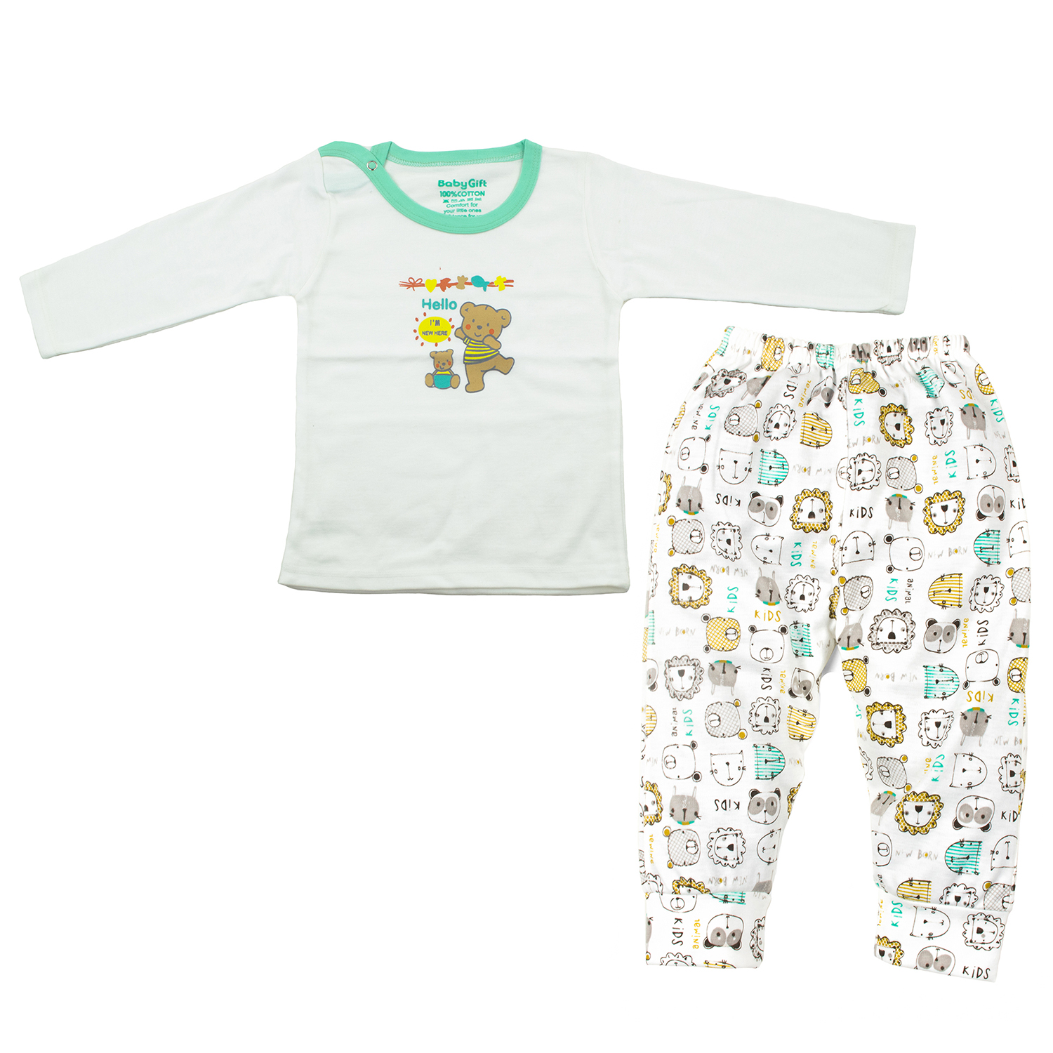 ست تی شرت و شلوار نوزادی مدل خرس کد 201