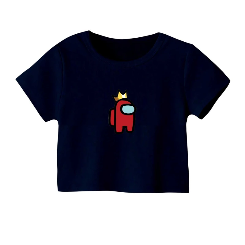 کراپ‌ تی‌شرت آستین کوتاه زنانه مدل among us