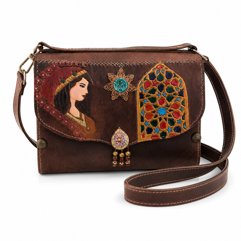 کیف دوشی دست دوز زنانه مدل 001
