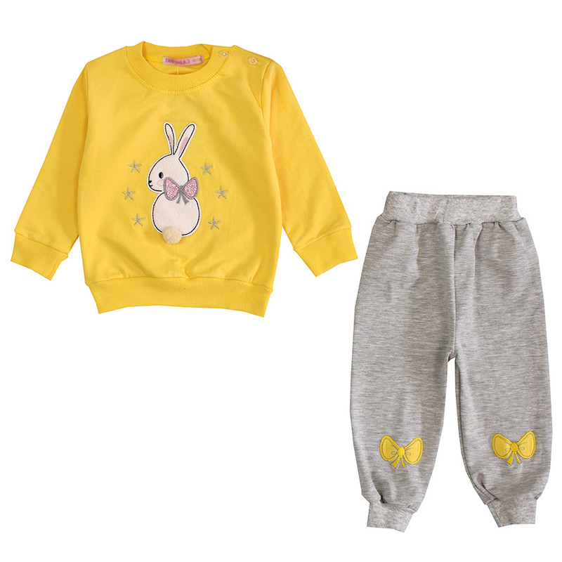 ست سویشرت و شلوار نوزادی مدل خرگوش پومی رنگ زرد