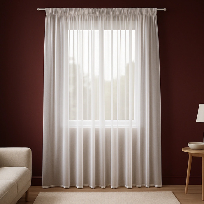 پرده تیکو دکو مدل کتان تور دوخت ساده سایز 280x500 سانتی متر