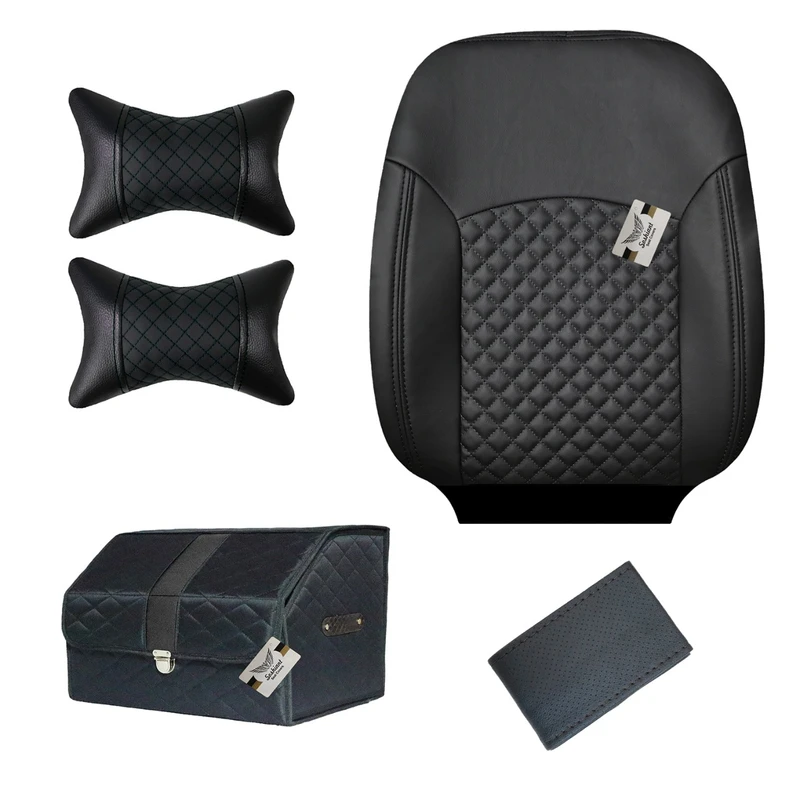 ست روکش صندلی خودرو سوشیانت مدل خزر مناسب برای پراید صبا به همراه پشت گردنی و دور فرمان و باکس