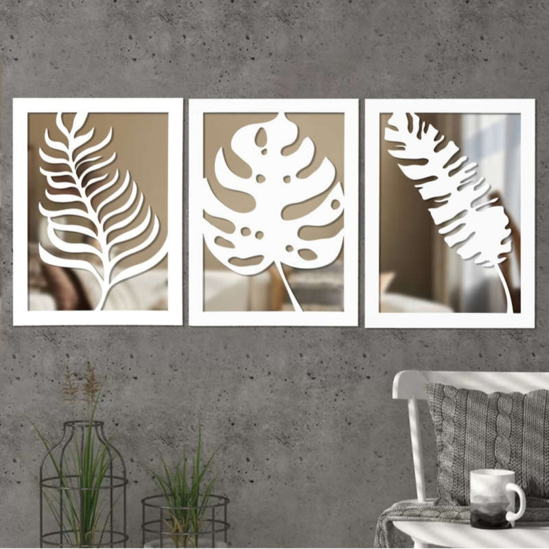 تابلو آینه مدل برگ مجموعه 3 عددی