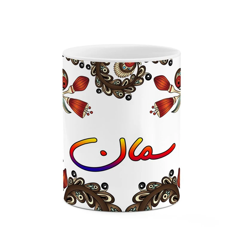 ماگ کاکتی مدل اسم سمان طرح سنتی گل و بته کد mgh45640
