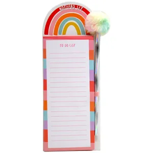 کاغذ یادداشت مدل دفتر تو دو طرح رنگین کمان به همراه مداد