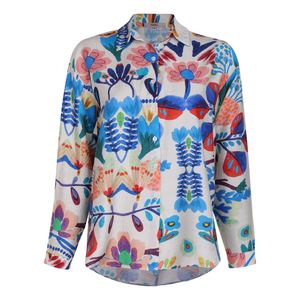 شومیز آستین بلند یقه برگردان زنانه نیزل مدل 1240 رنگ آبی