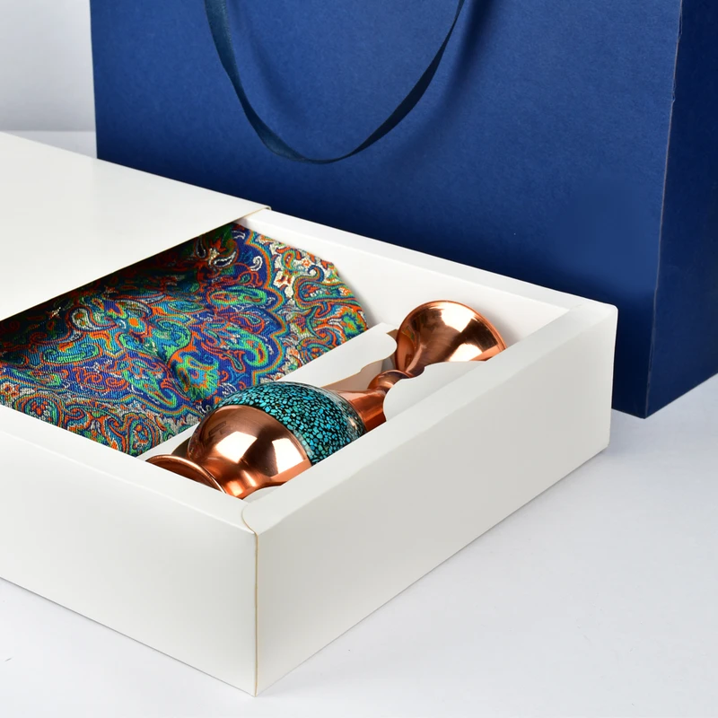 عکس شماره 5 : گلدان فیروزه کوبی کد 142 به همراه ترمه