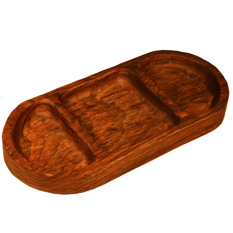 بشقاب چوبی مدل اردوخوری چوبی سه خانه نیم گود کد 1016