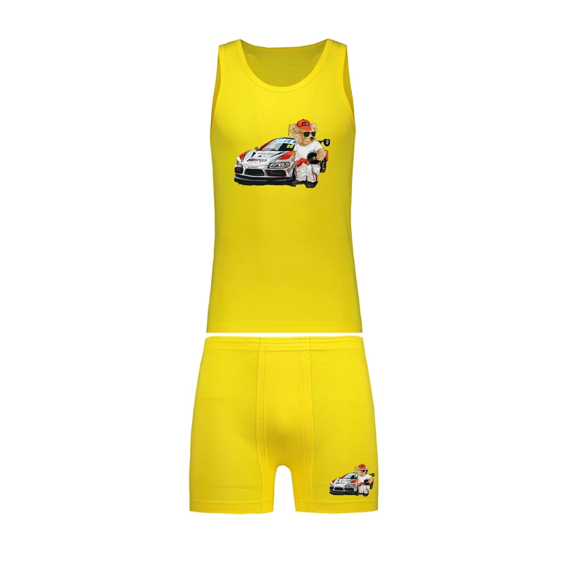 ست شورت و زیرپوش یقه گرد پسرانه مدل زیر پوش مدل ماشین D2