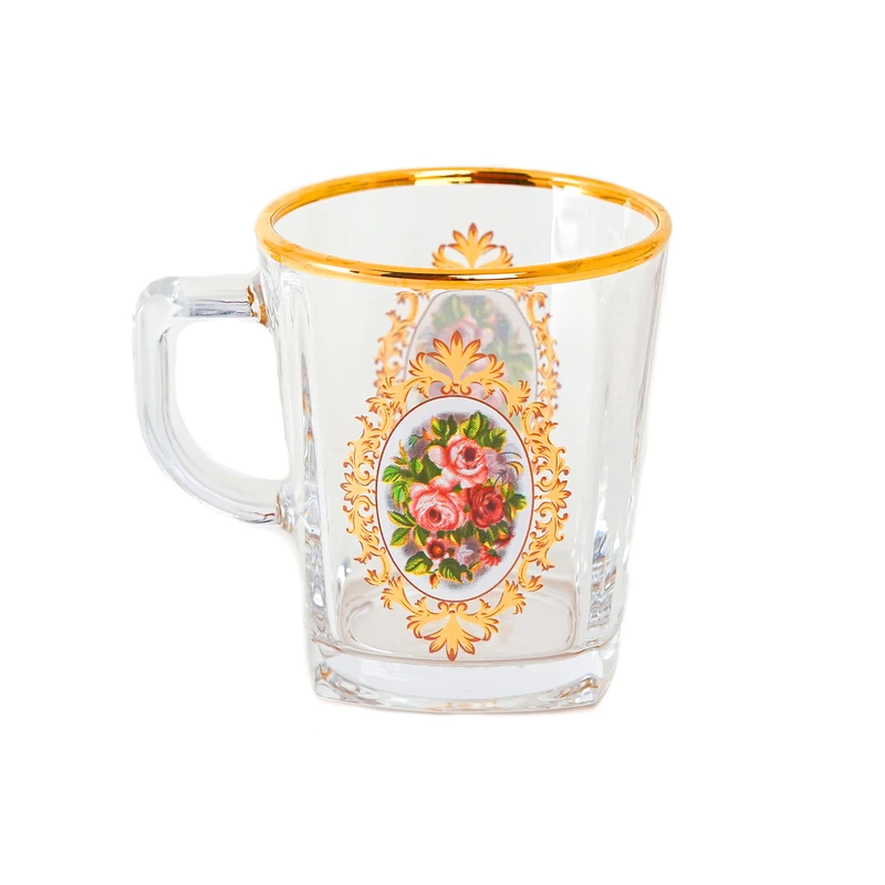 لیوان بلینک مکس مدل کار لب طلایی گل سرخ کد 68 بسته 6 عددی