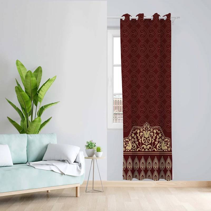 پرده طرح ایرانی مدل مخمل پانچی کد 1529 z سایز 140x200 سانتی متر