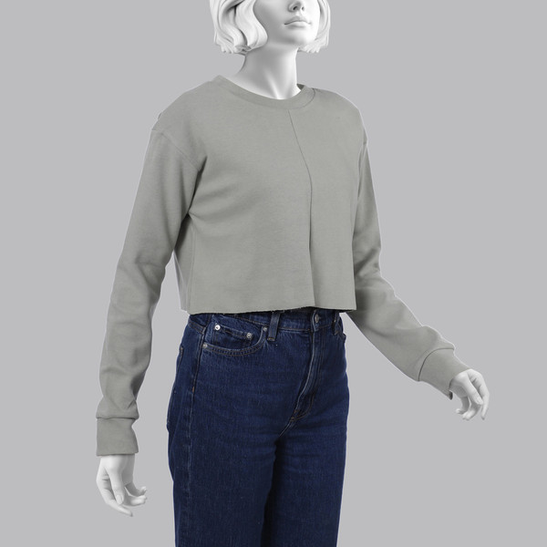 بلوز آستین بلند یقه گرد زنانه سرژه مدل 203518 رنگ سبز سدری