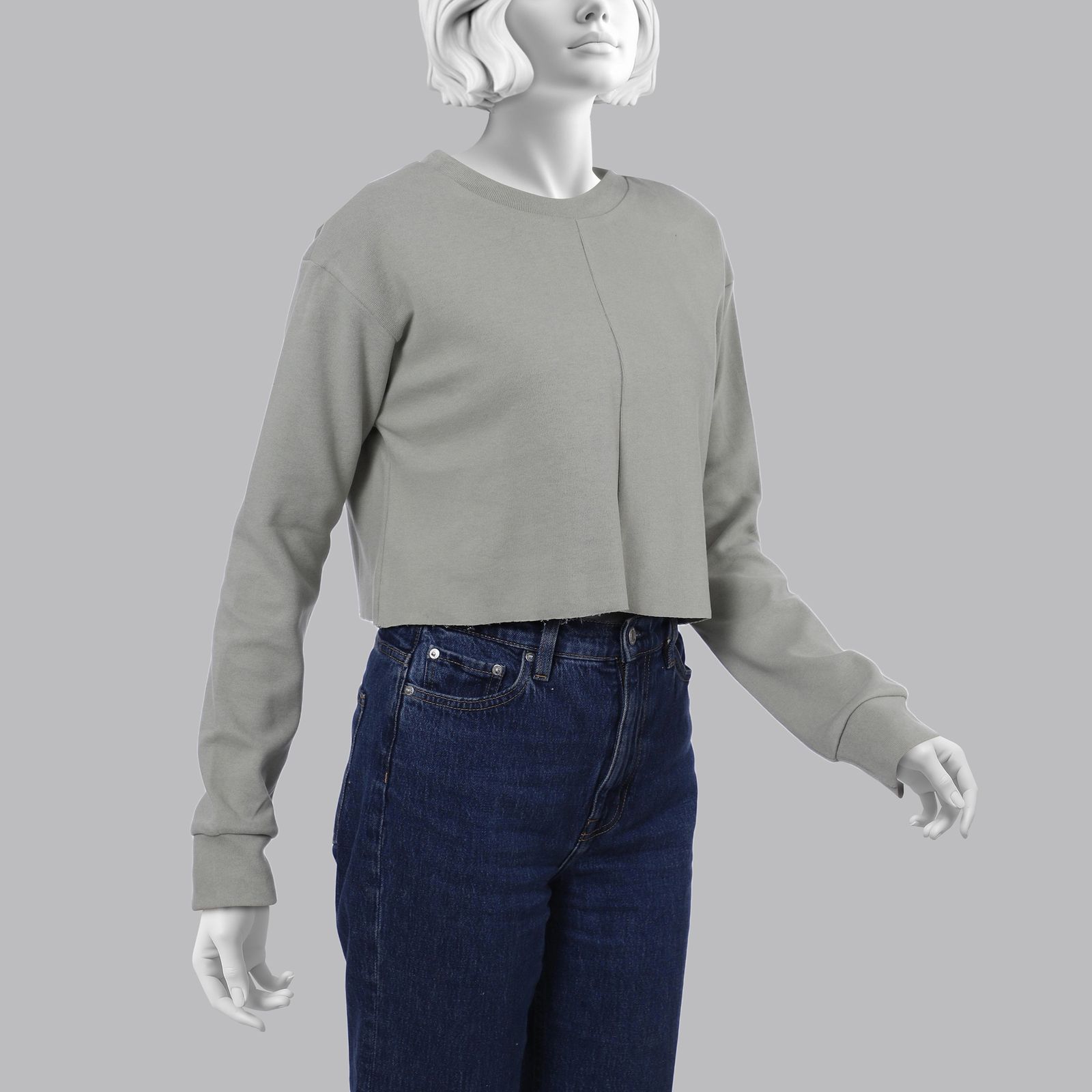 بلوز آستین بلند یقه گرد زنانه سرژه مدل 203518 رنگ سبز سدری -  - 1