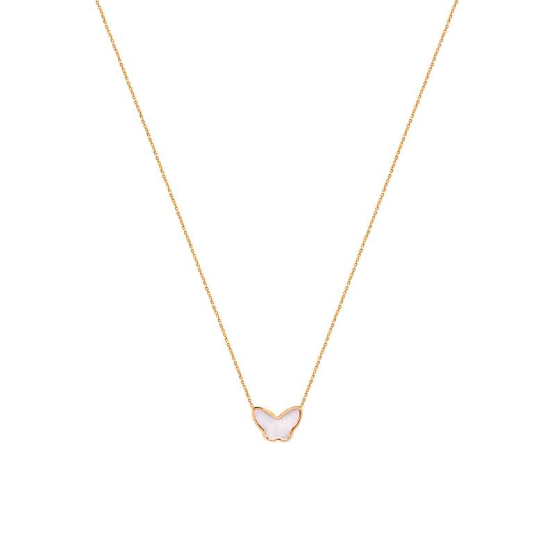 گردنبند طلا 18 عیار بچه گانه الی گلد گالری مدل پروانه