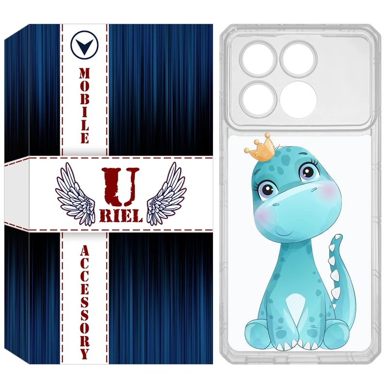 کاور یوریل مدل Clear کد 60 طرح دایناسور مناسب برای گوشی موبایل شیائومی Poco X6 Pro