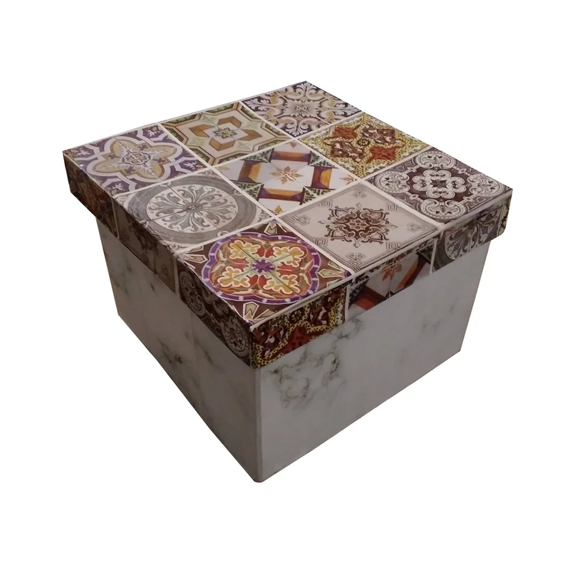 جعبه هدیه مدل مربع طرح کاشی و سنگ کد M25