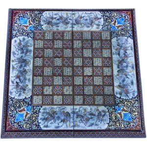 صفحه شطرنج خاتم کاری طرح چوگان کد 63369