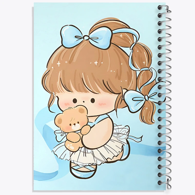 دفتر شطرنجی 50 برگ خندالو طرح دخترانه کیوت کد N3946