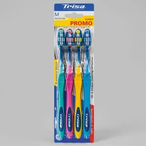 Trisa Super Promo Flexible Head Medium Toothbrush 4pcs